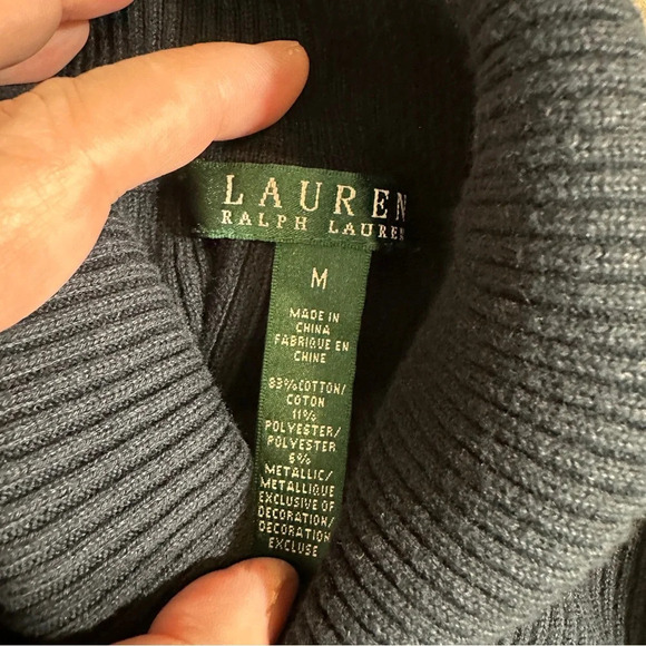 Lauren Ralph Lauren monogrammed turtleneck black and gold sweater, medium - Picture 3 of 8